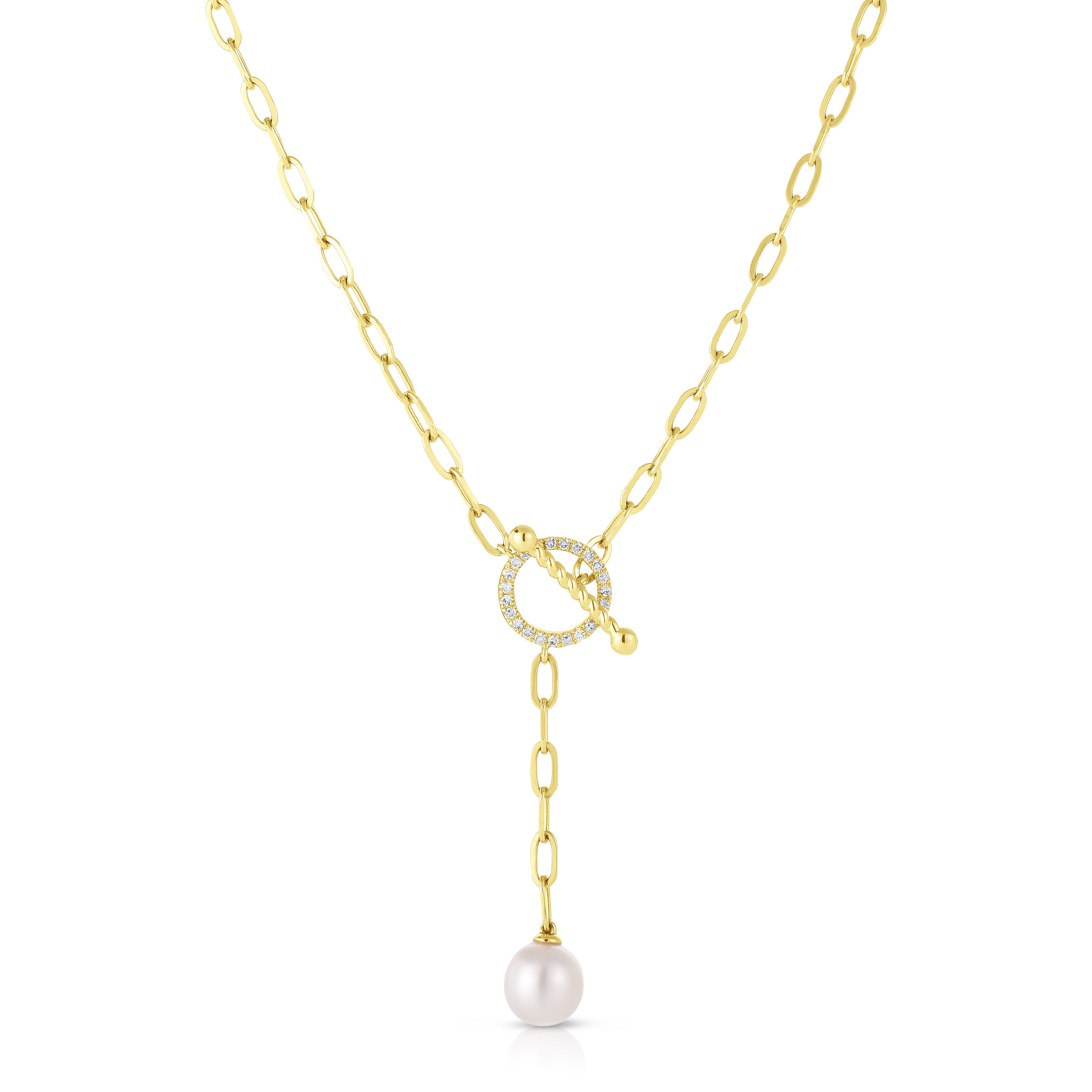 Pearl and Diamond Long Link Lariat – Bella Madre Jewelry