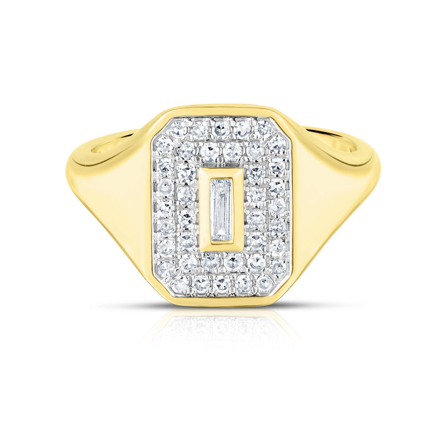 Pave and Baguette Signet Ring