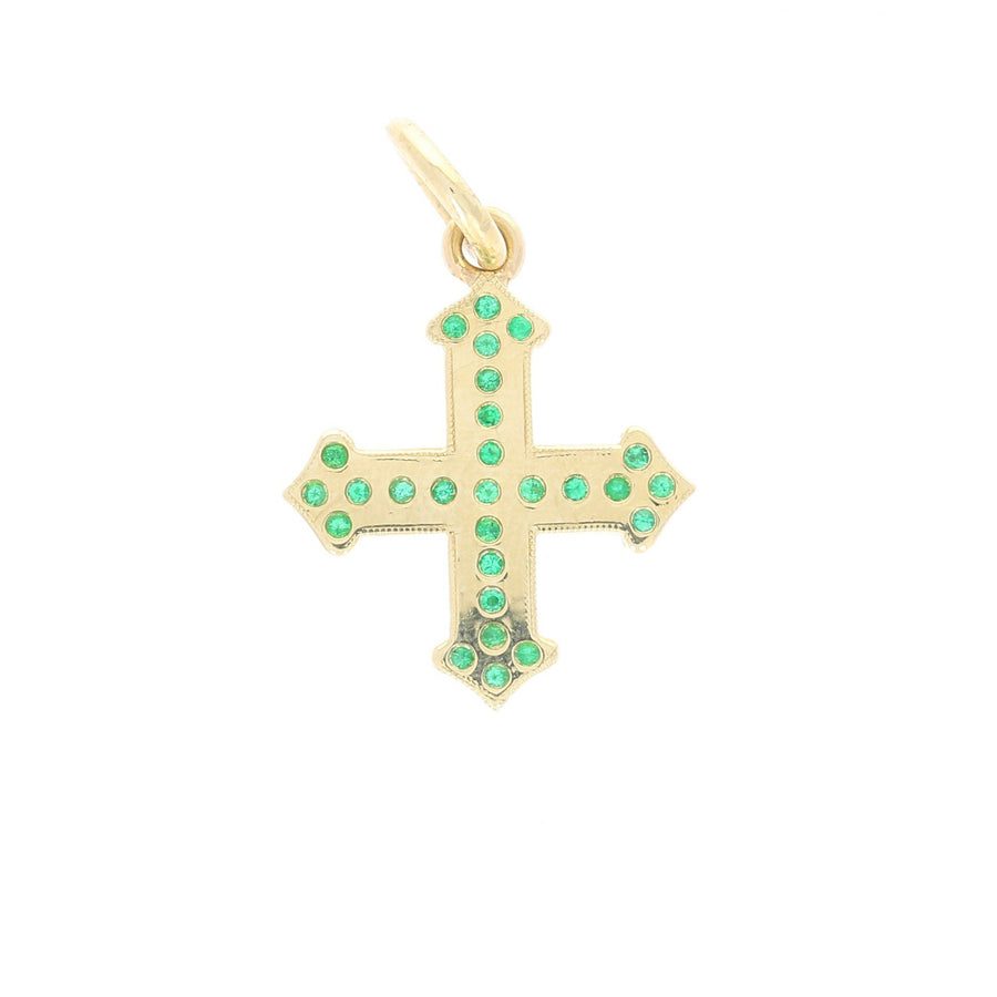 Emerald Cross Charm
