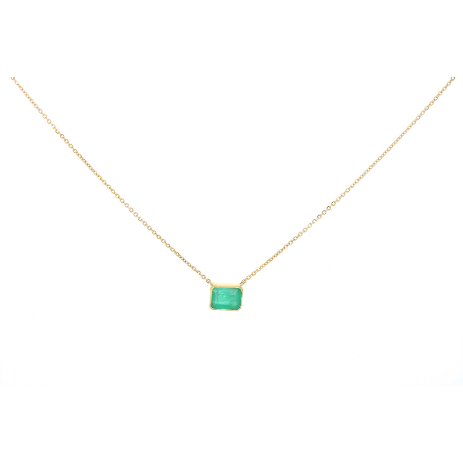 Emerald Bezel Pendant Necklace