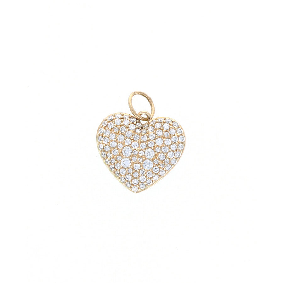 Double-Sided Emerald and Diamond Heart Charm