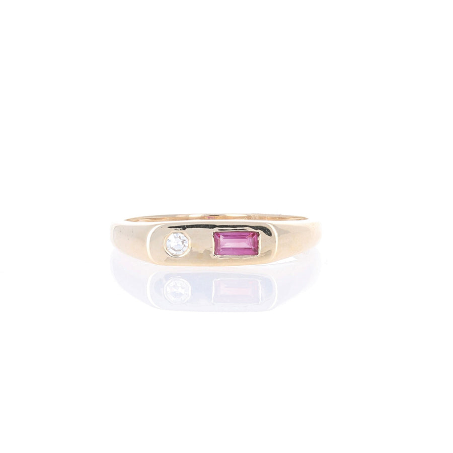 Gold Signet Gemstone Stackable Ring