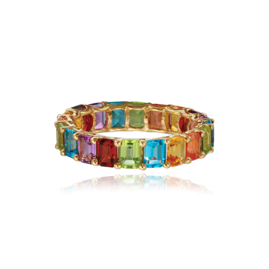 Emerald Cut Rainbow Ring
