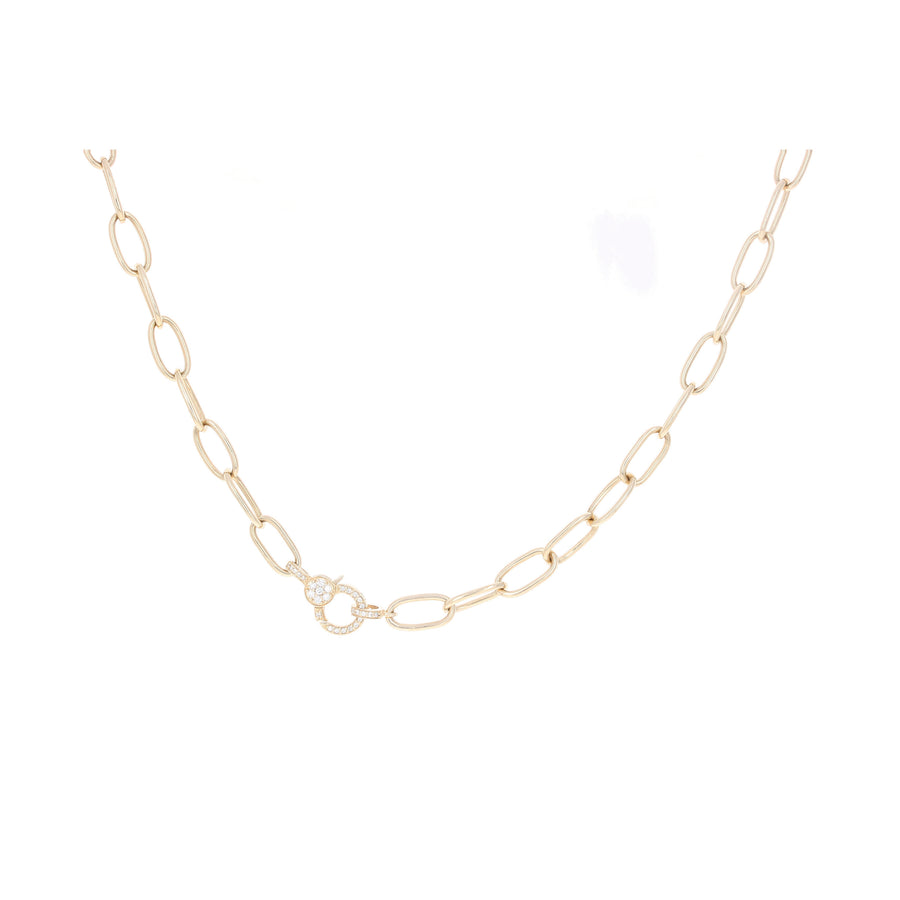 Oval Link Chain with Diamond Lobster Clasp