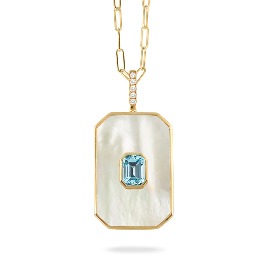 Mother of Pearl and Blue Topaz Charm