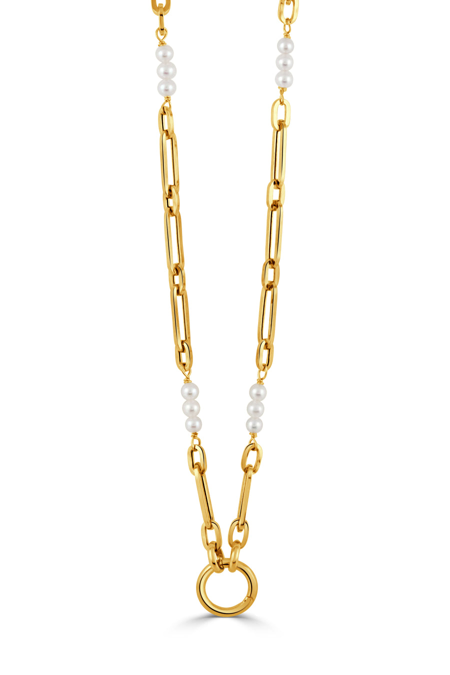 Pearl and Gold Mixed Oval Link Chain