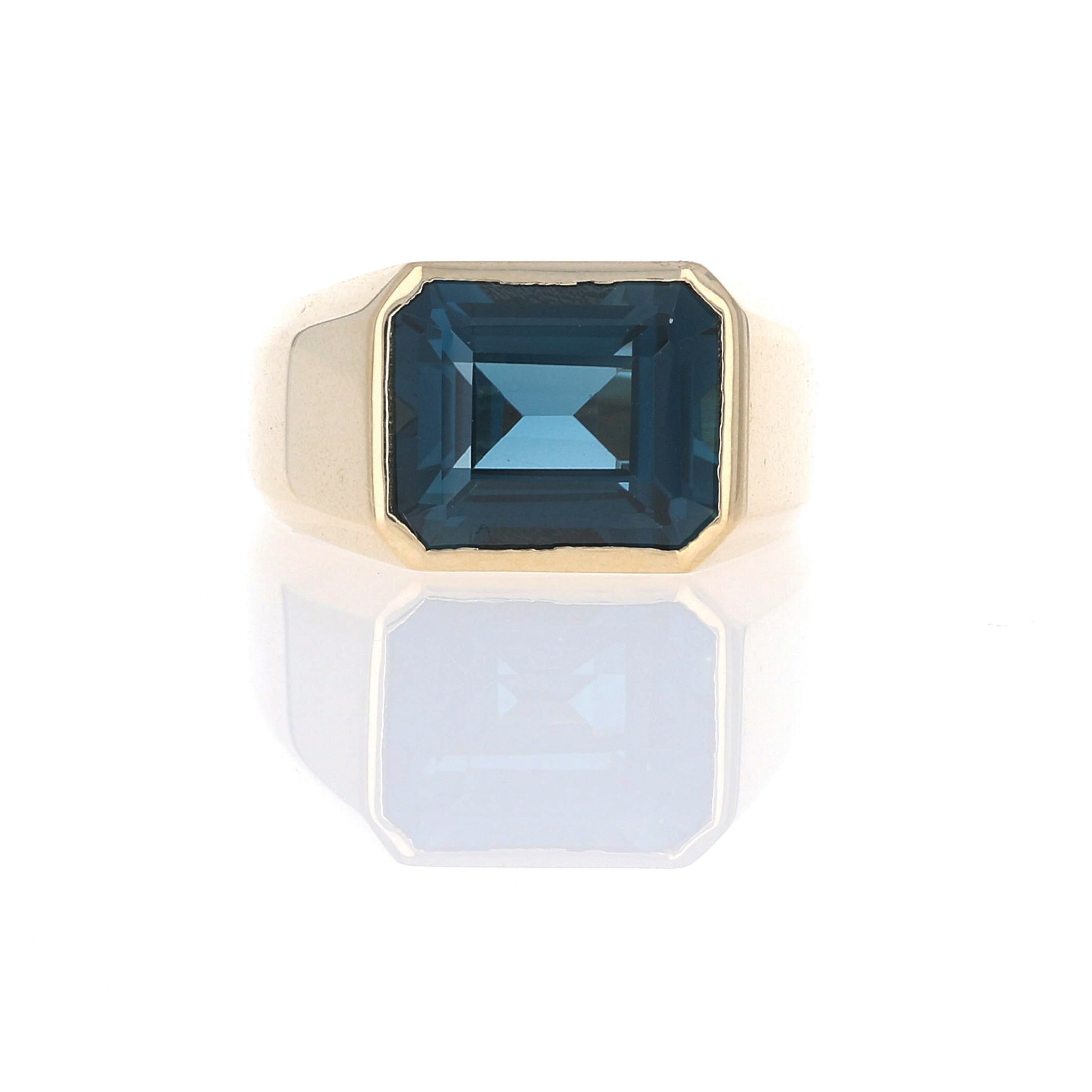 Mined Ring Large Blue Topaz 限定モデル　サイズ50 Large Blue Topaz Signet Ring – Bella Madre Jewelry