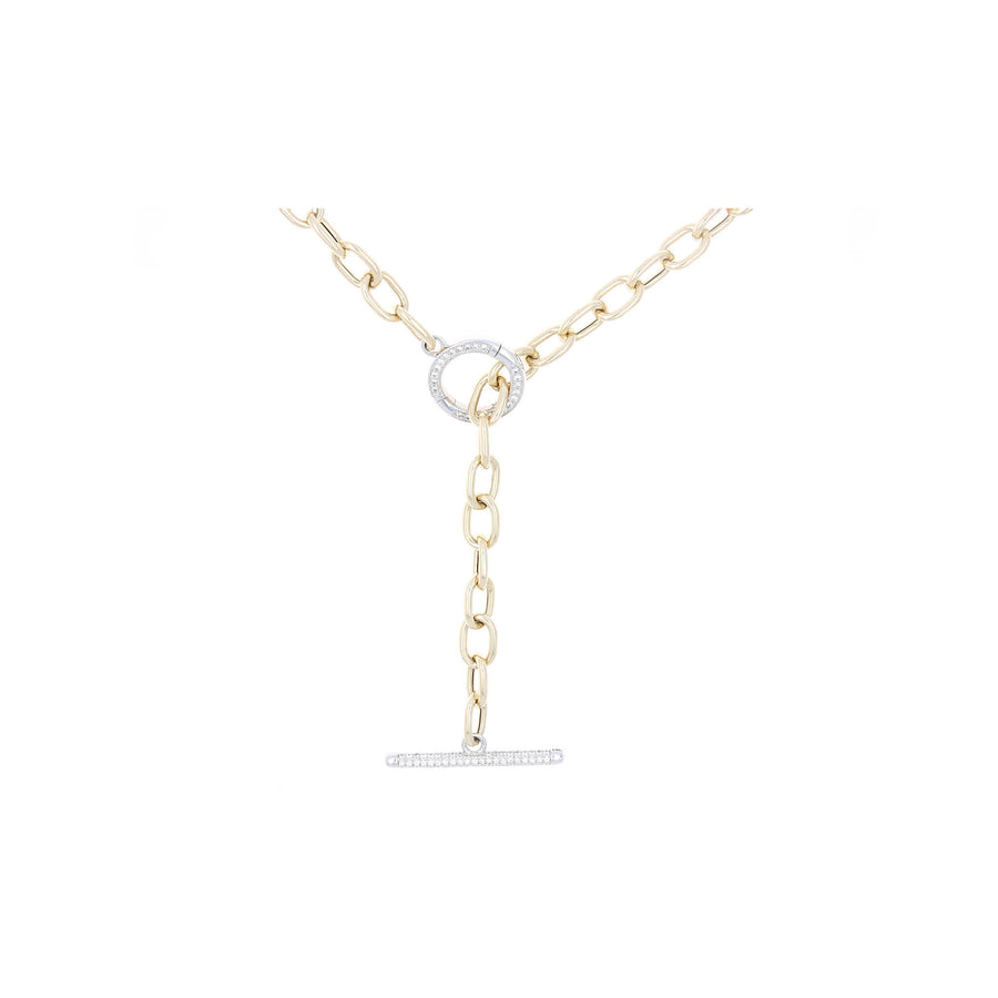 Oval Link Necklace with Pave Toggle Clasp