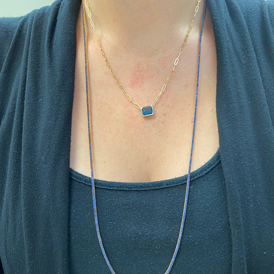 Paperclip Blue Topaz Pendant Necklace
