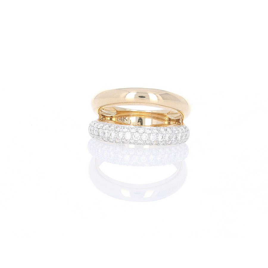 Pave and Gold Double Band Ring