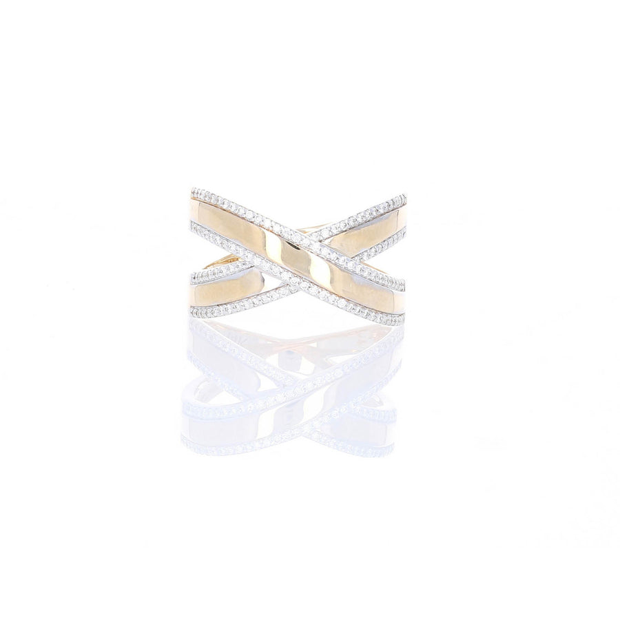 Pave Outline Crossover Ring