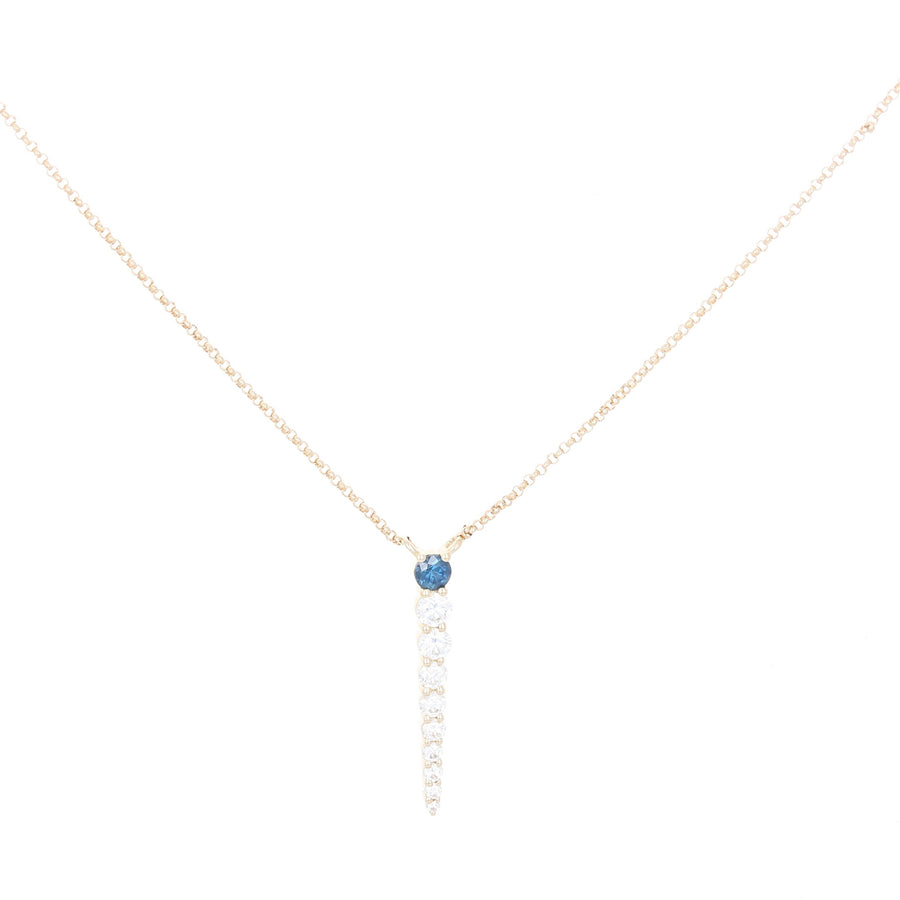Blue Sapphire and Diamond Graduated Vertical Bar Necklace