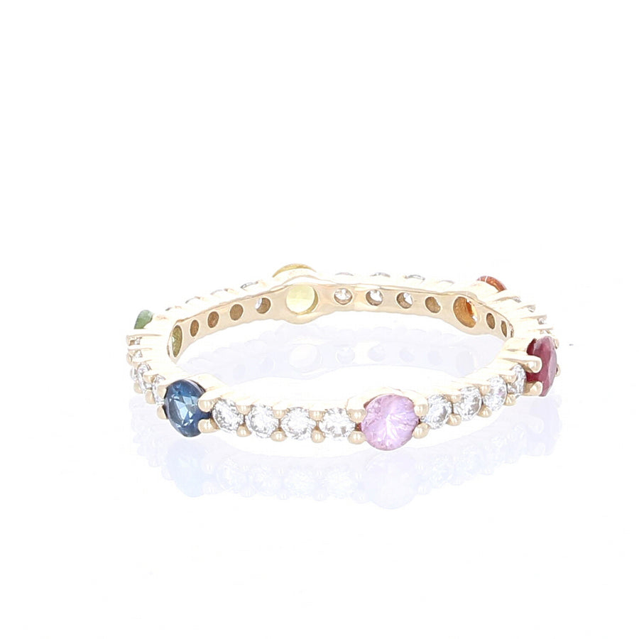 Diamond Band with Alternating Colored Stones