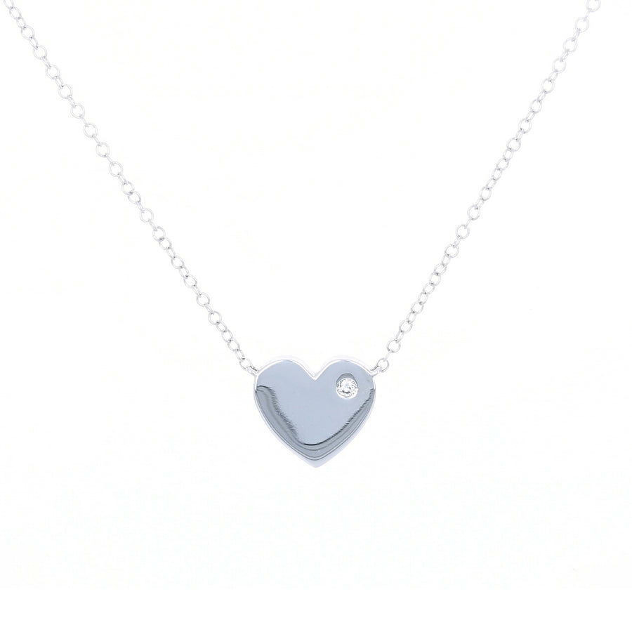 Heart Necklace with Single Diamond