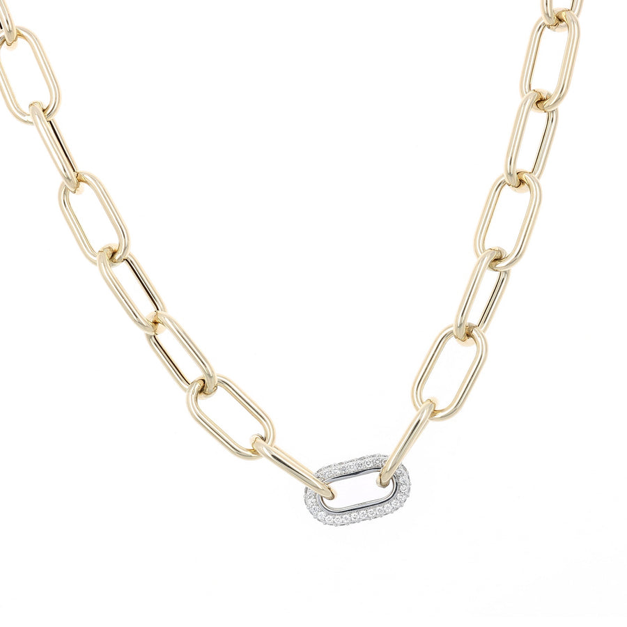 Oval Link Chain Necklace with Diamond Link