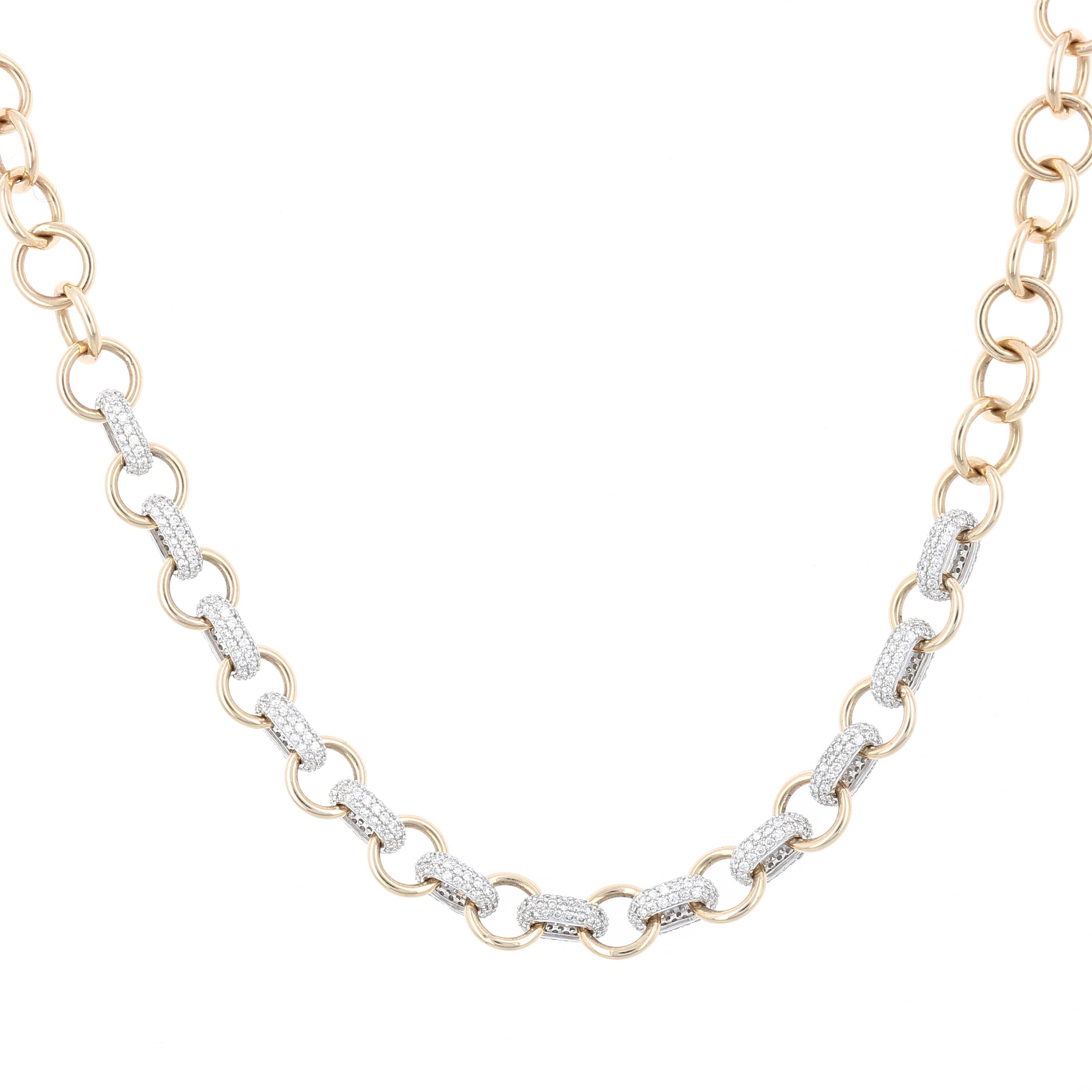Yellow Gold and Diamond Chain Link Necklace