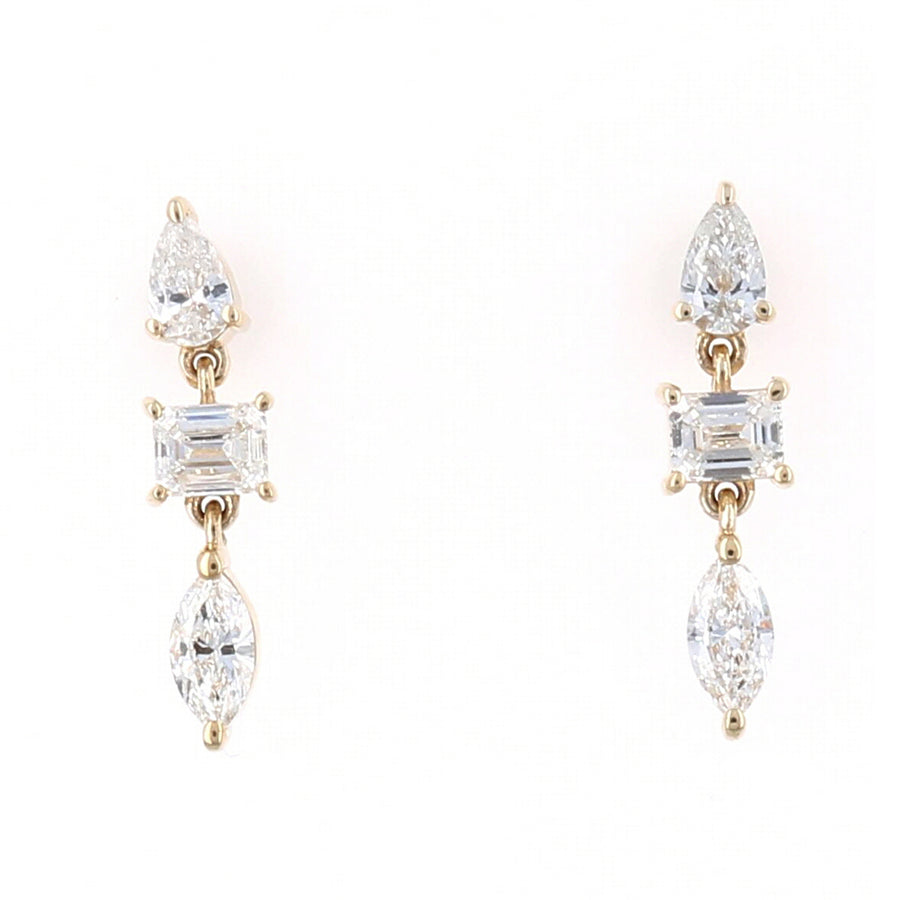 Mixed Shape Diamond Dangle Earrings