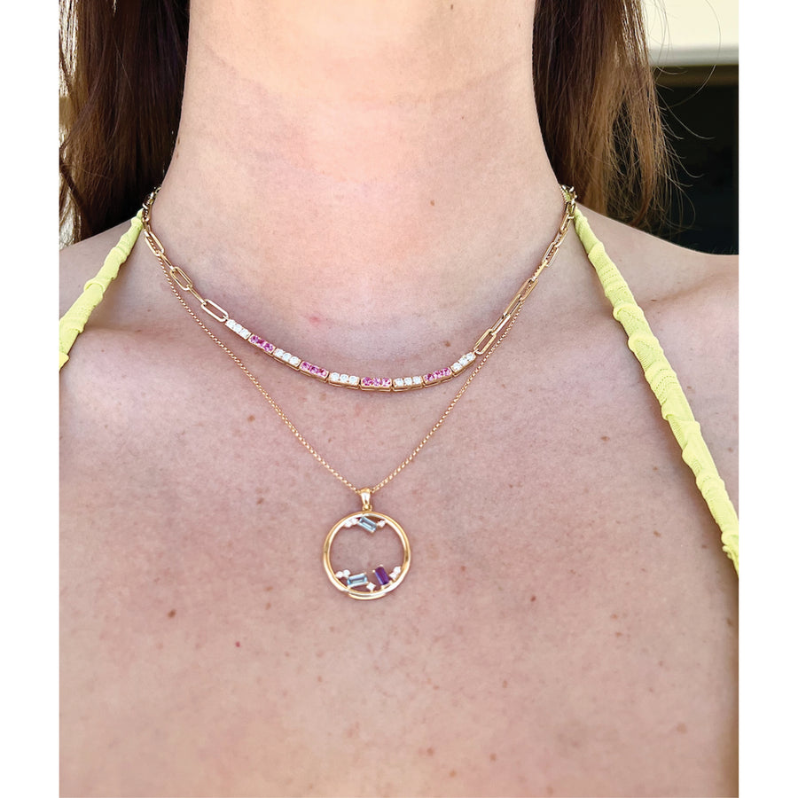 Amethyst, Blue Topaz and Diamond Pendant Necklace