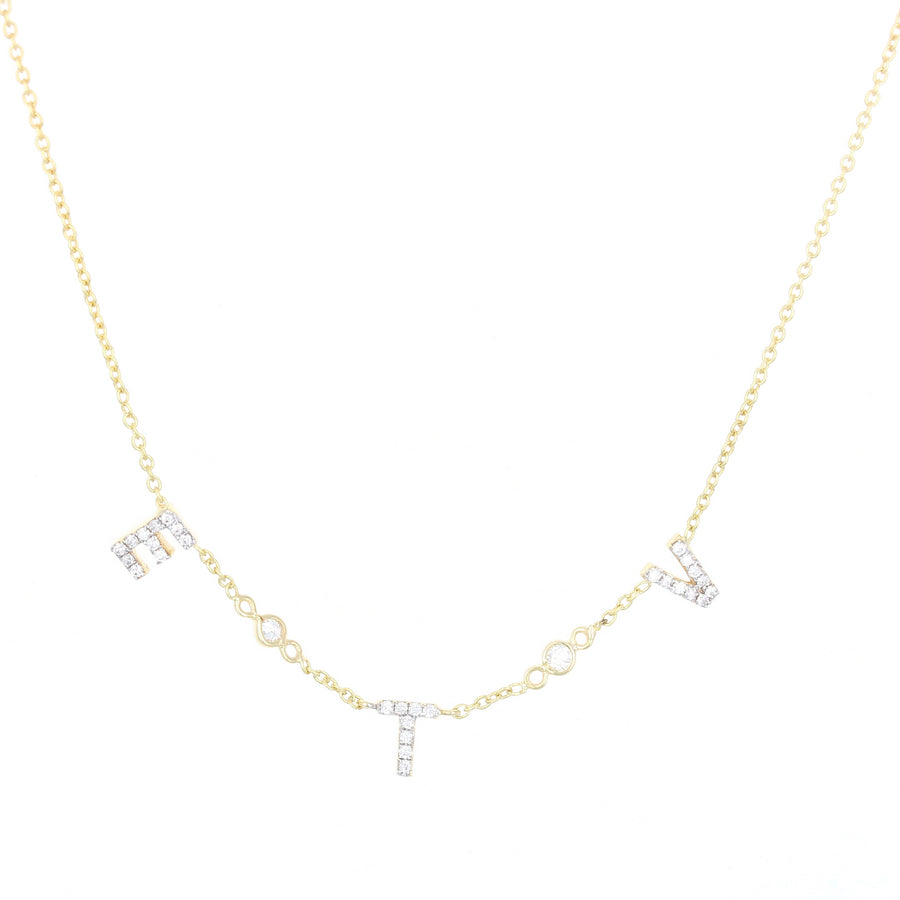 Pave Initials Station Necklace