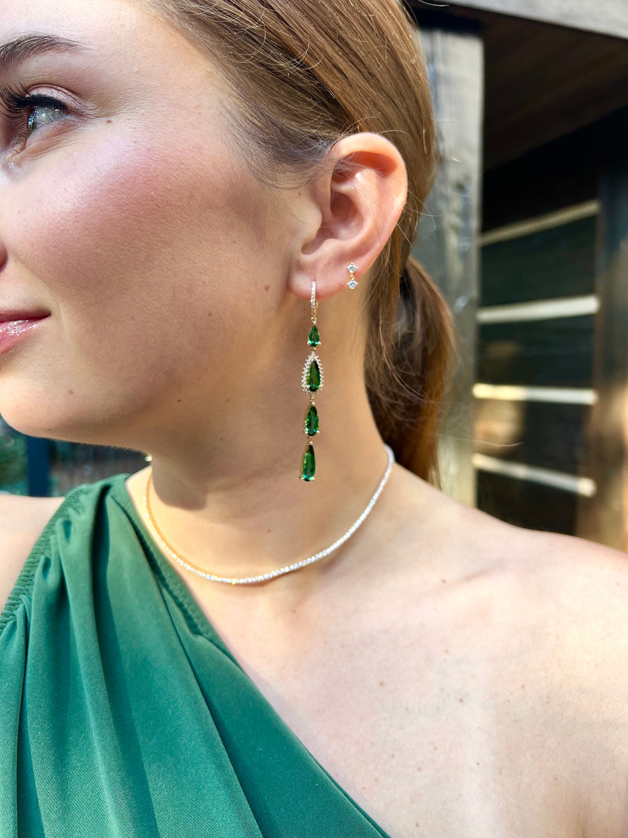 Green Tourmaline Pear Dangle Earrings