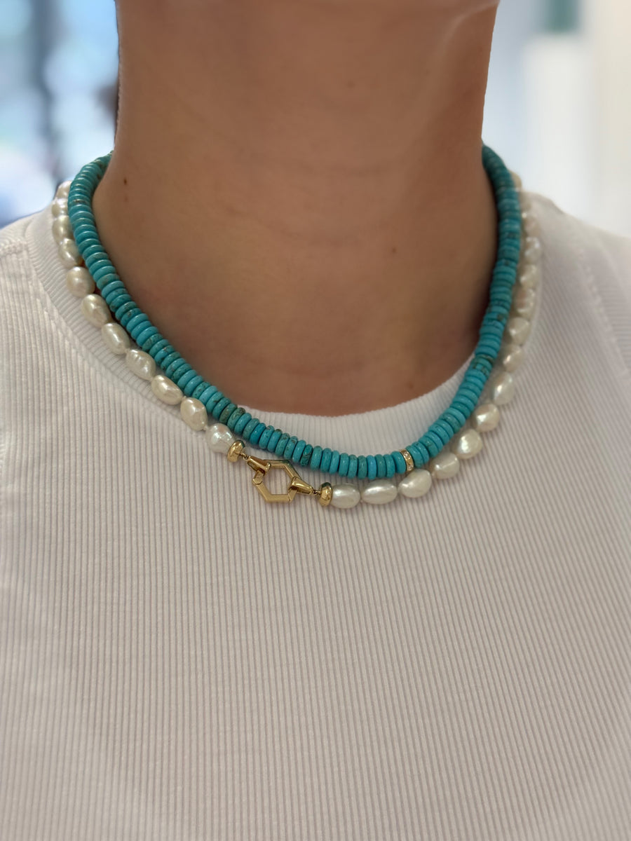 Jumbo Turquoise Rondelle Bead Necklace