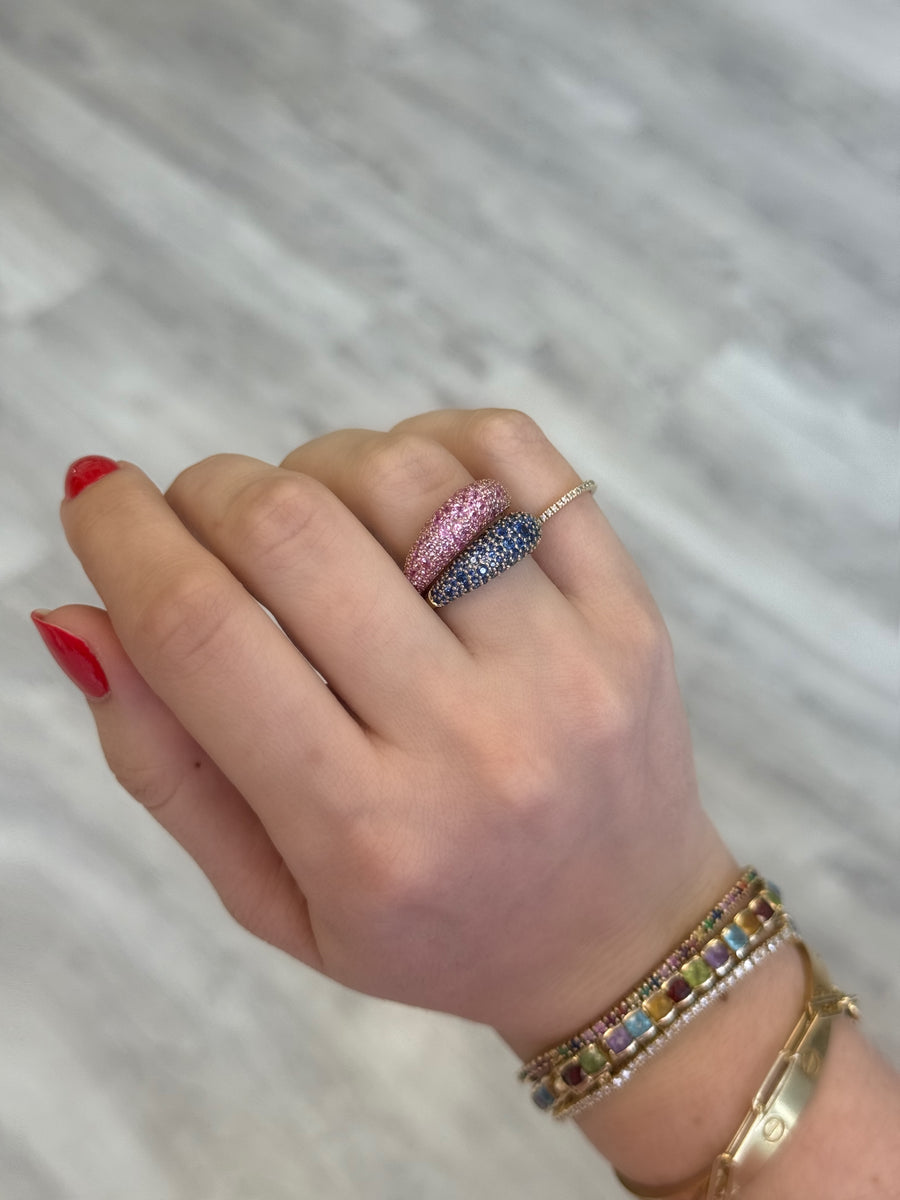 Pink Sapphire Crescent Domed Ring