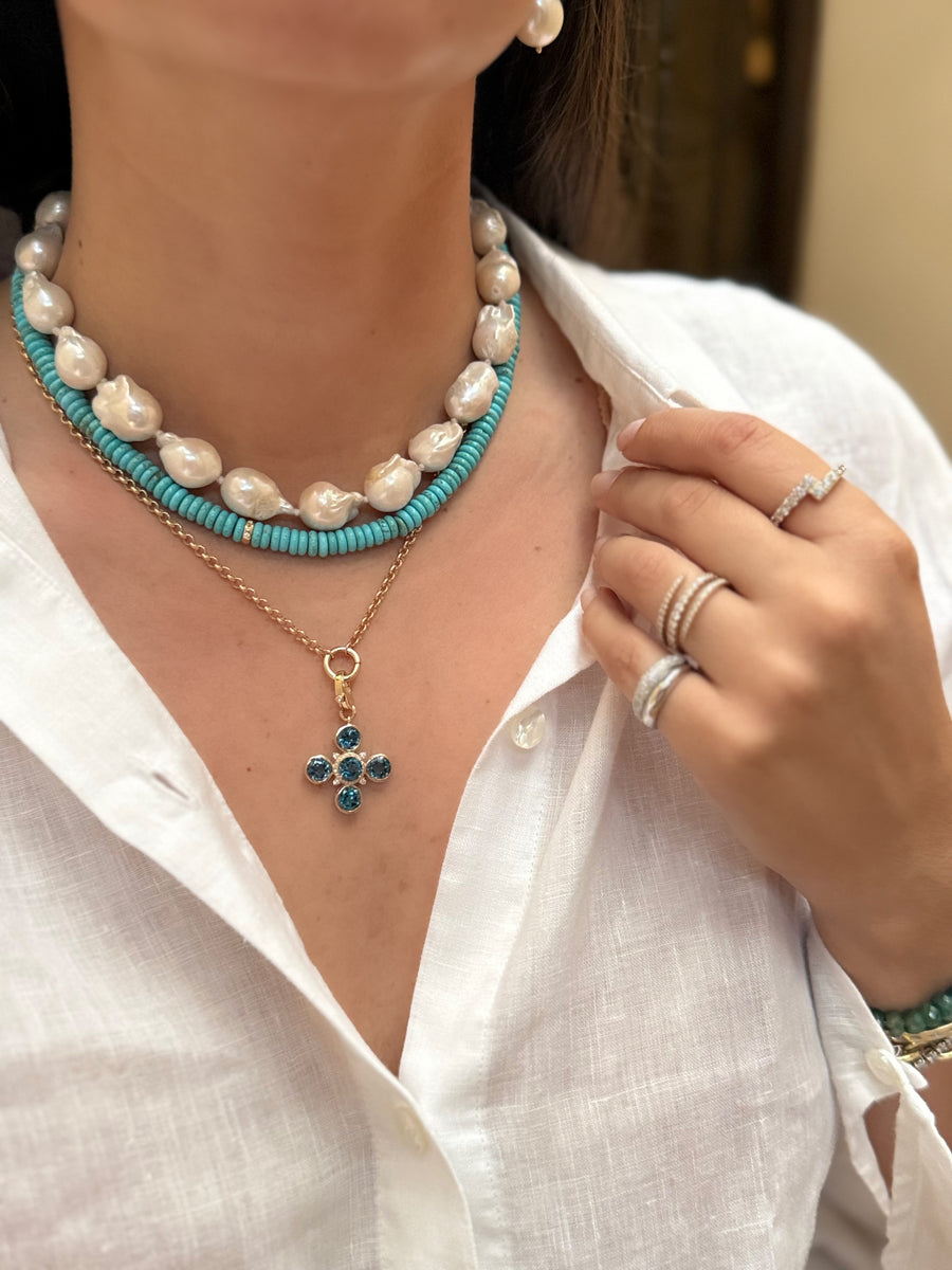 Jumbo Turquoise Rondelle Bead Necklace