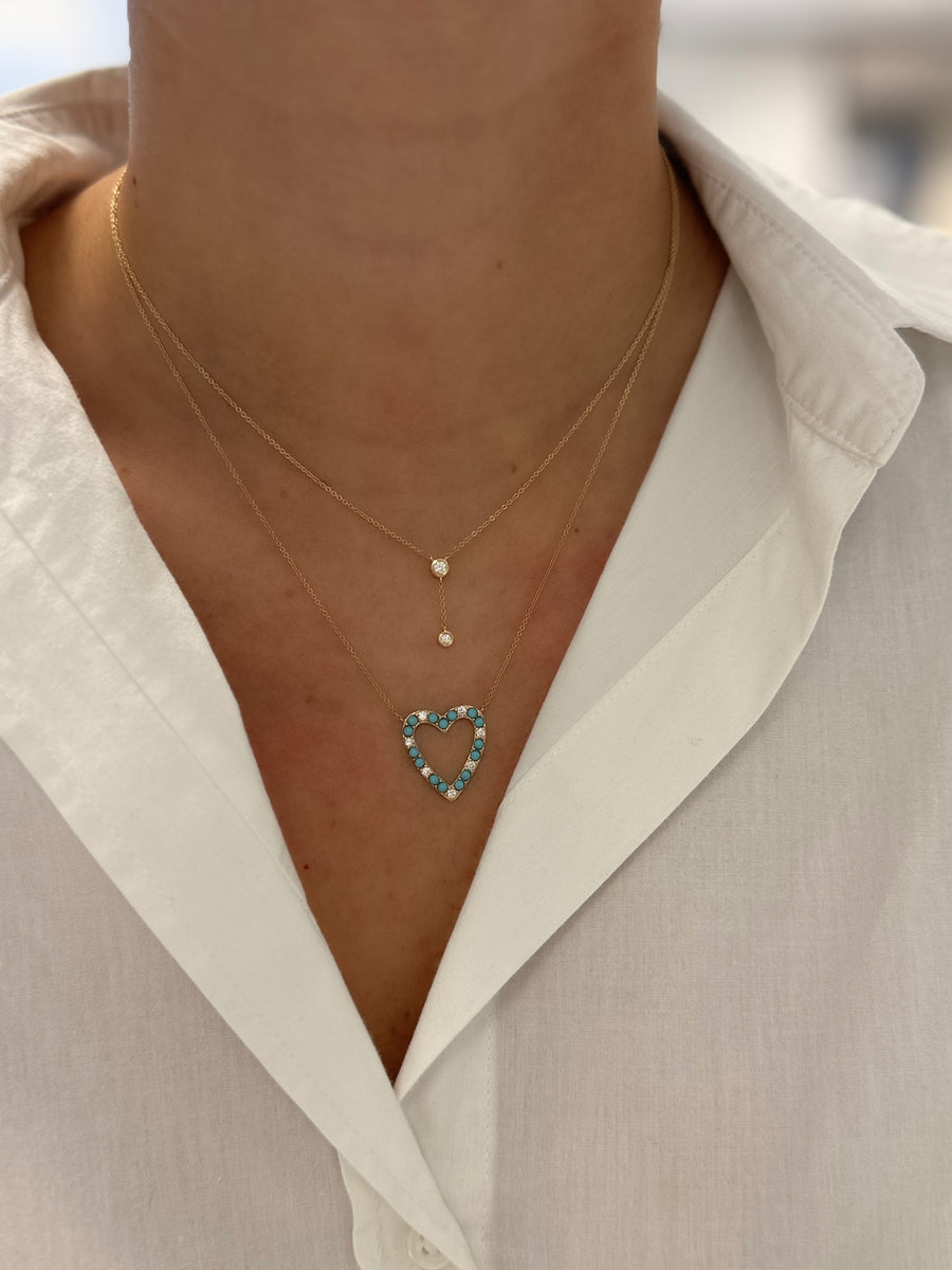 Dainty Double Bezel Drop Necklace