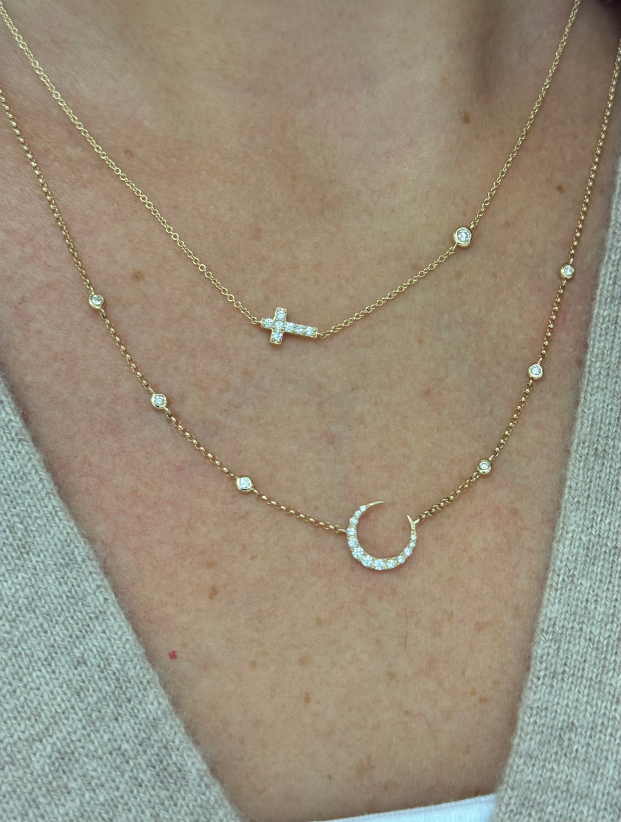 Mini Crescent Diamond Moon Necklace