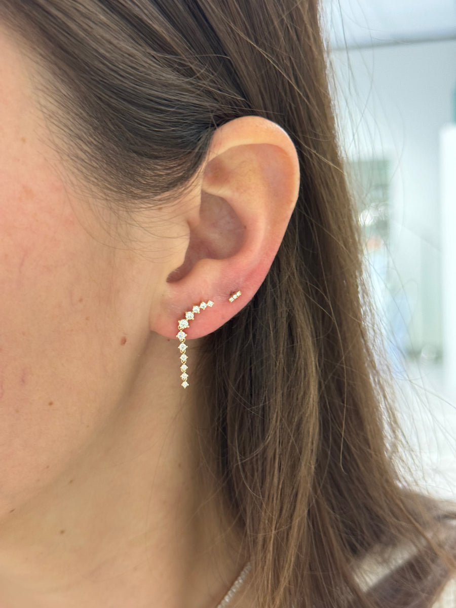 Prong Set Diamond Waterfall Earrings
