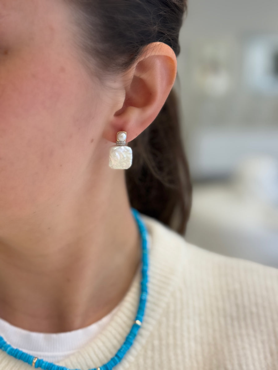 Square Pearl Drop Earrings