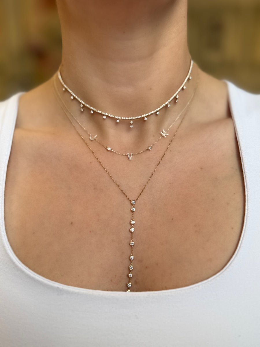 Pave Initials Station Necklace