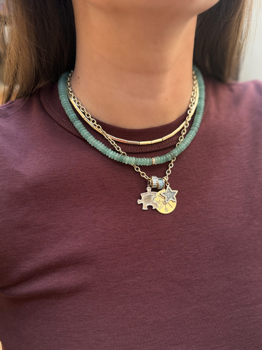 Jumbo Green Aventureine Rondelle Bead Necklace