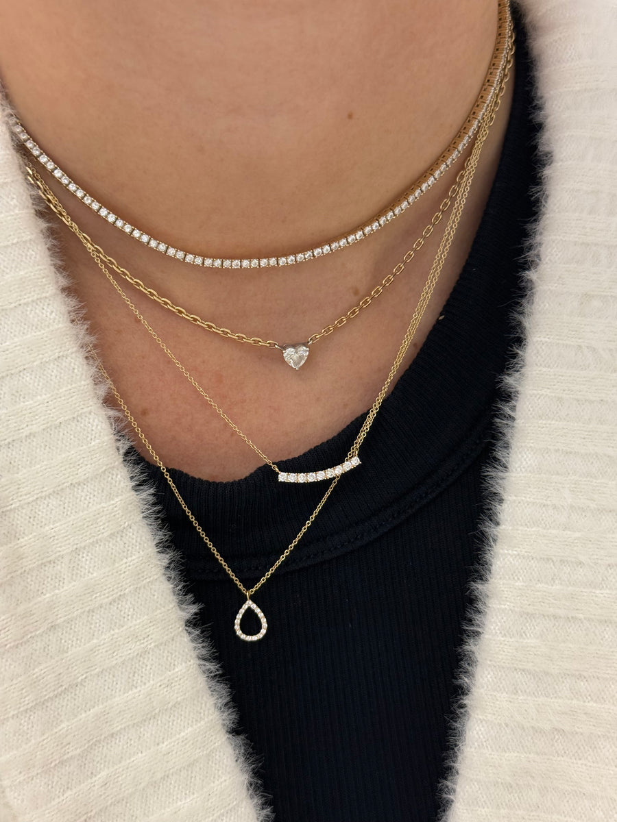 Small Diamond Curved Bar Necklace