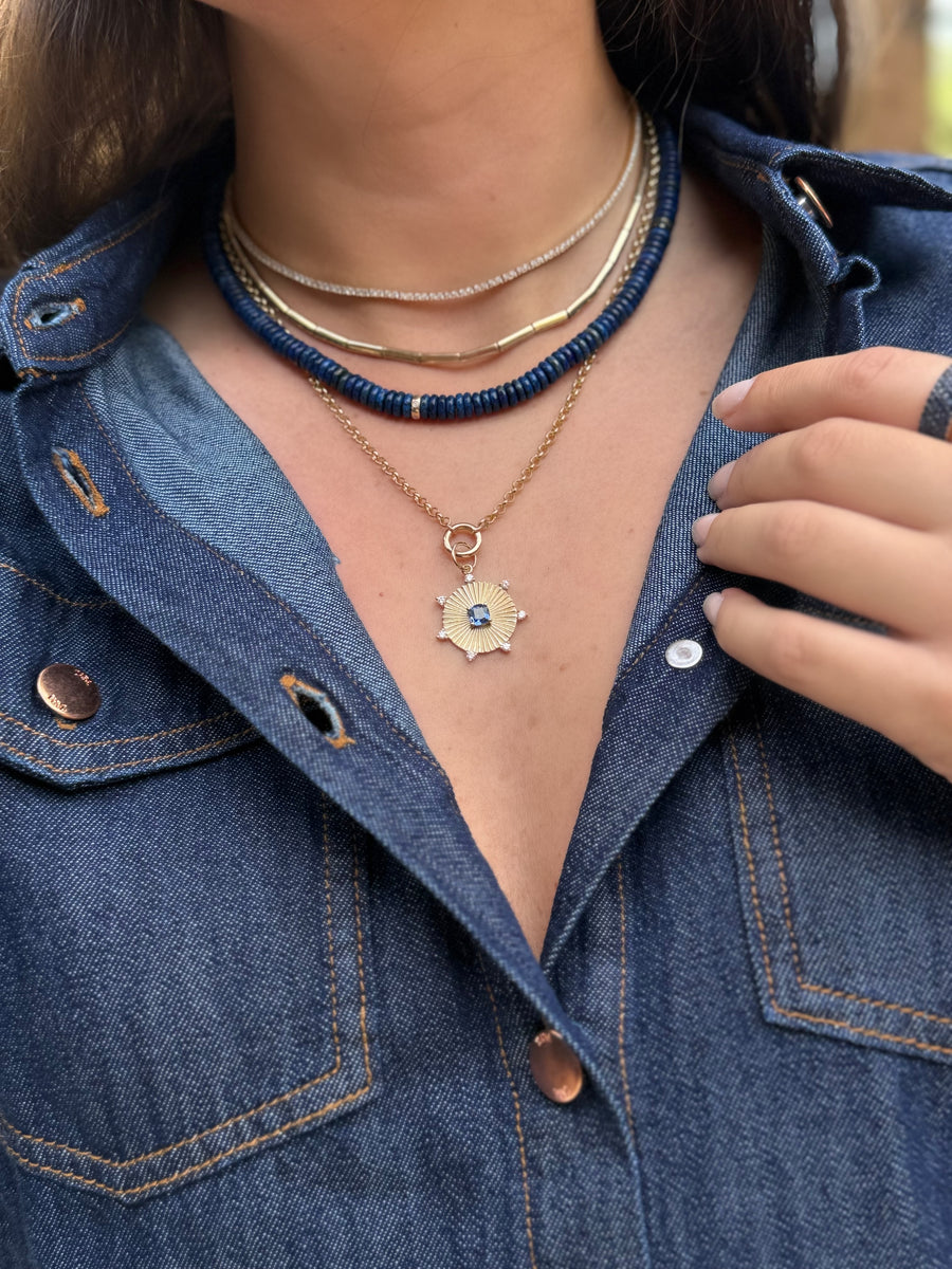 Jumbo Lapis Lazuli Rondelle Bead Necklace