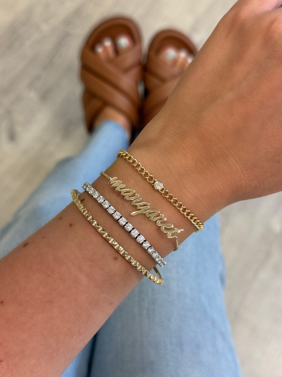 Solid Gold Script Name Bracelet