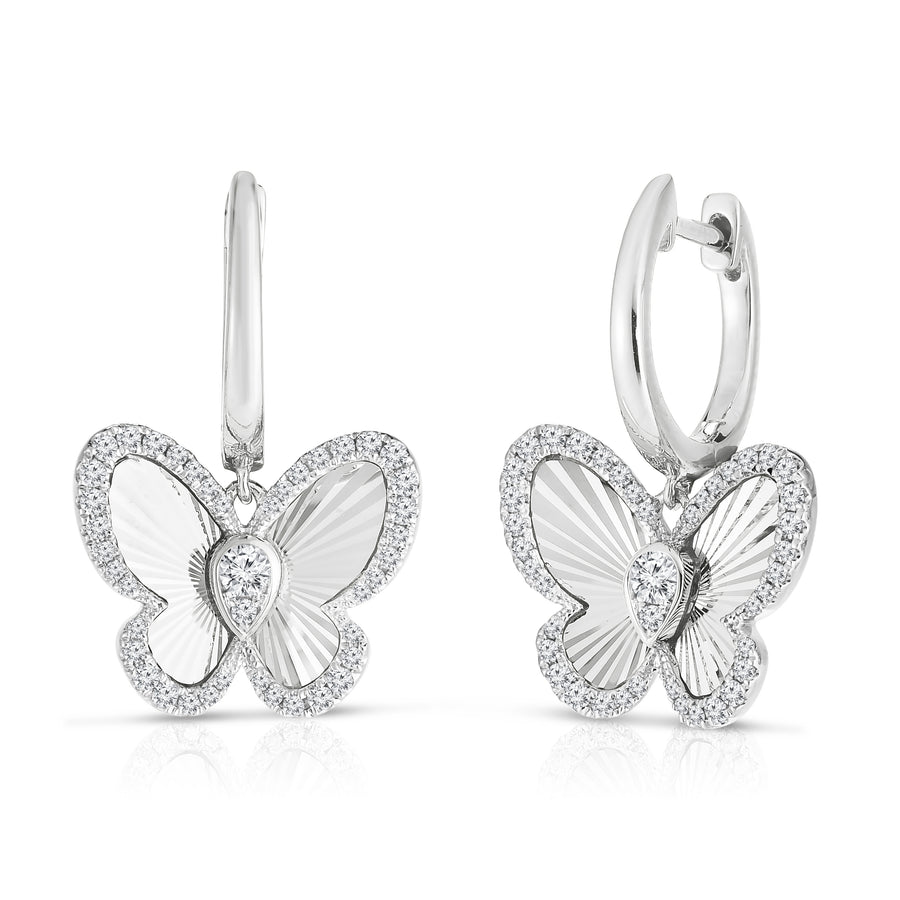 Fluted Pear Illusion Diamond Butterfly Earrings