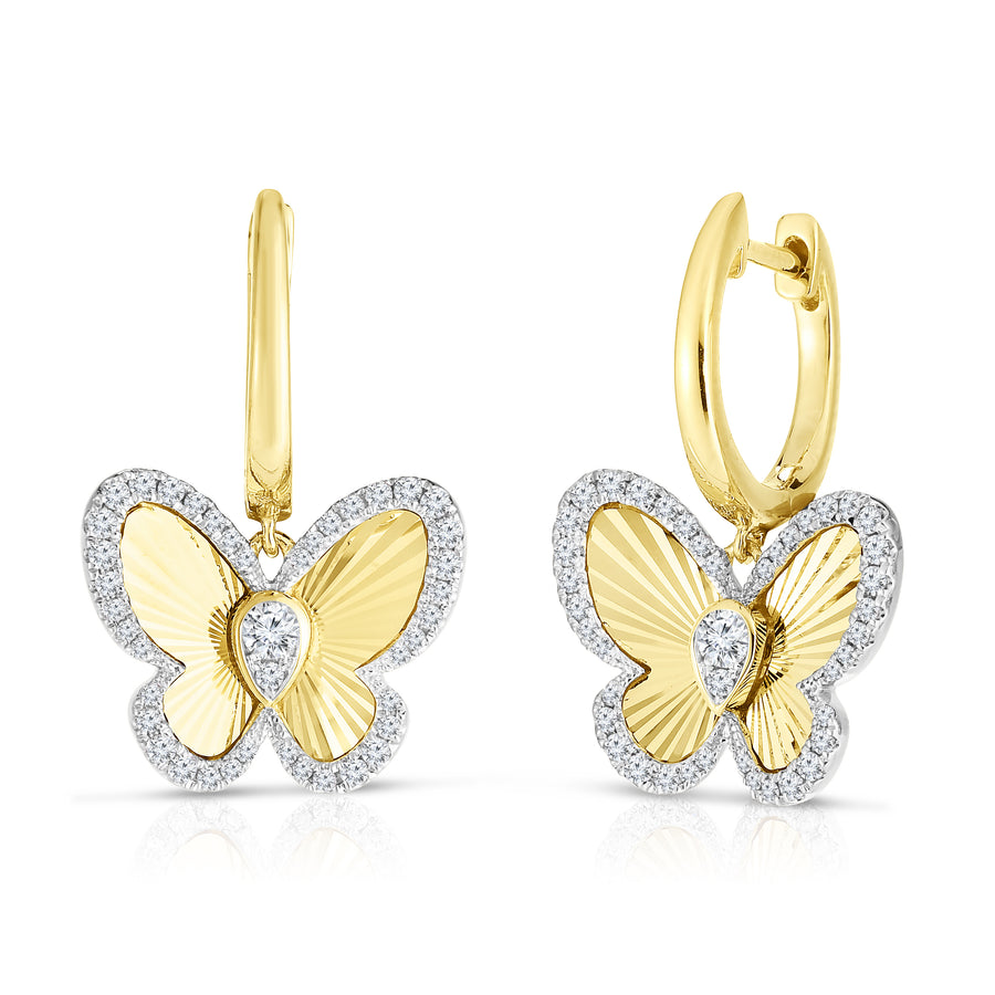 Fluted Pear Illusion Diamond Butterfly Earrings