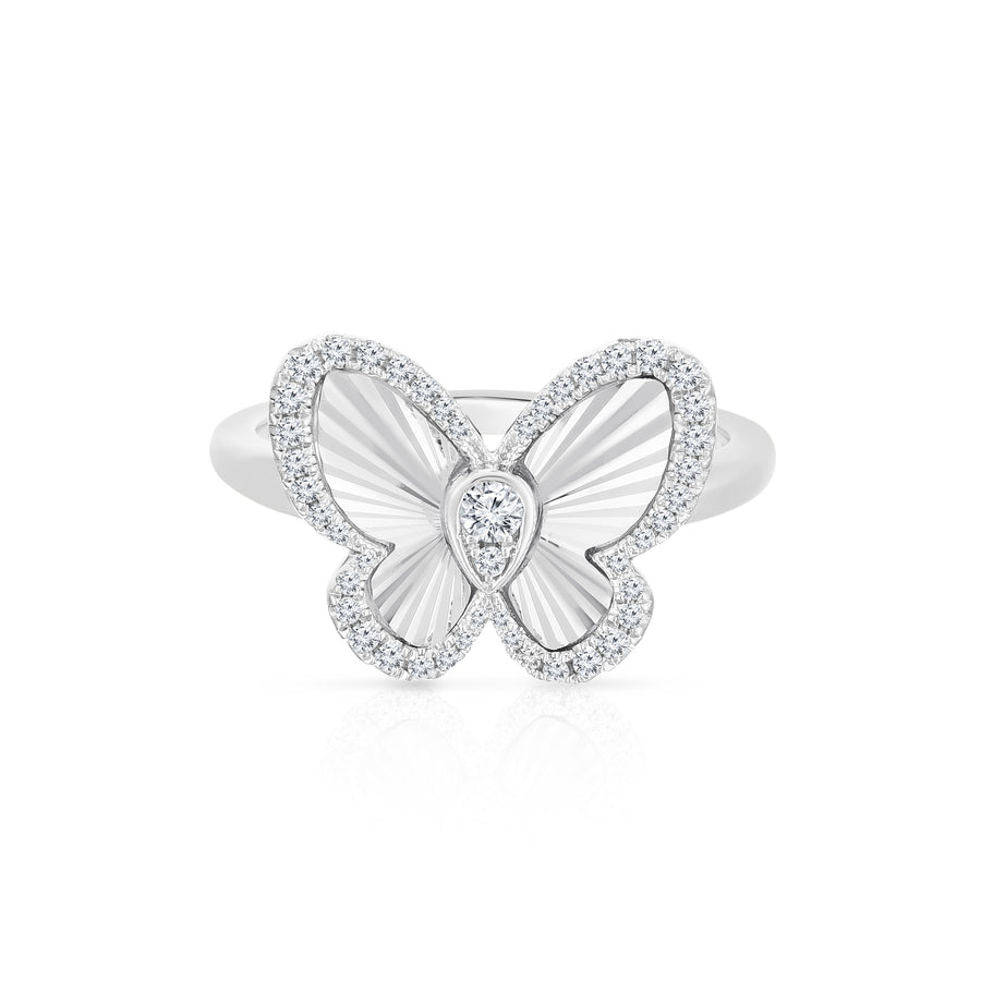 Fluted Pear Illusion Diamond Butterfly Ring