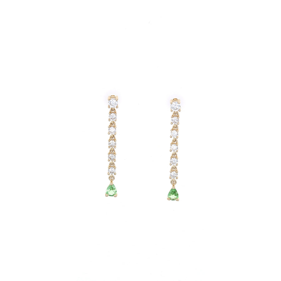 Diamond Drop Earrings With Gemstone