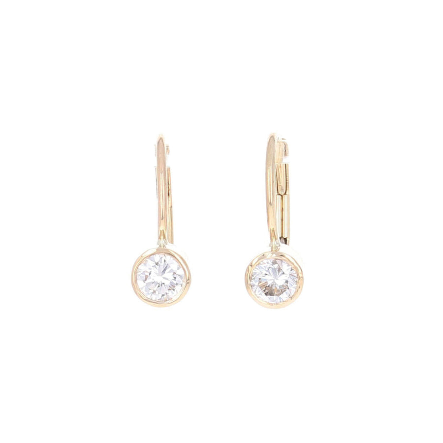 Lever Back Bezel Diamond Solitaire Earrings