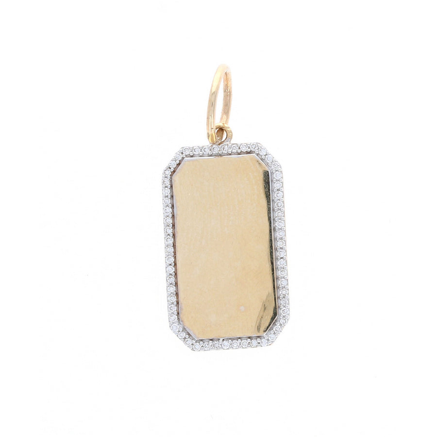 Pave and Gold Dog Tag Charm