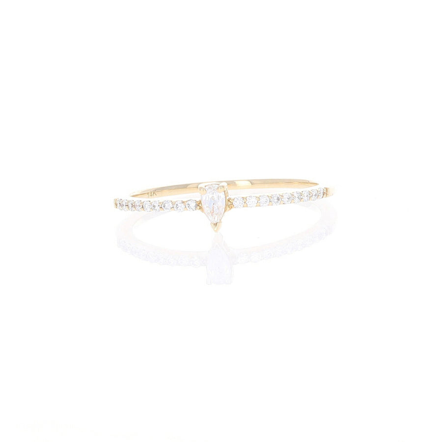 Pear Solitaire Pave Band Ring
