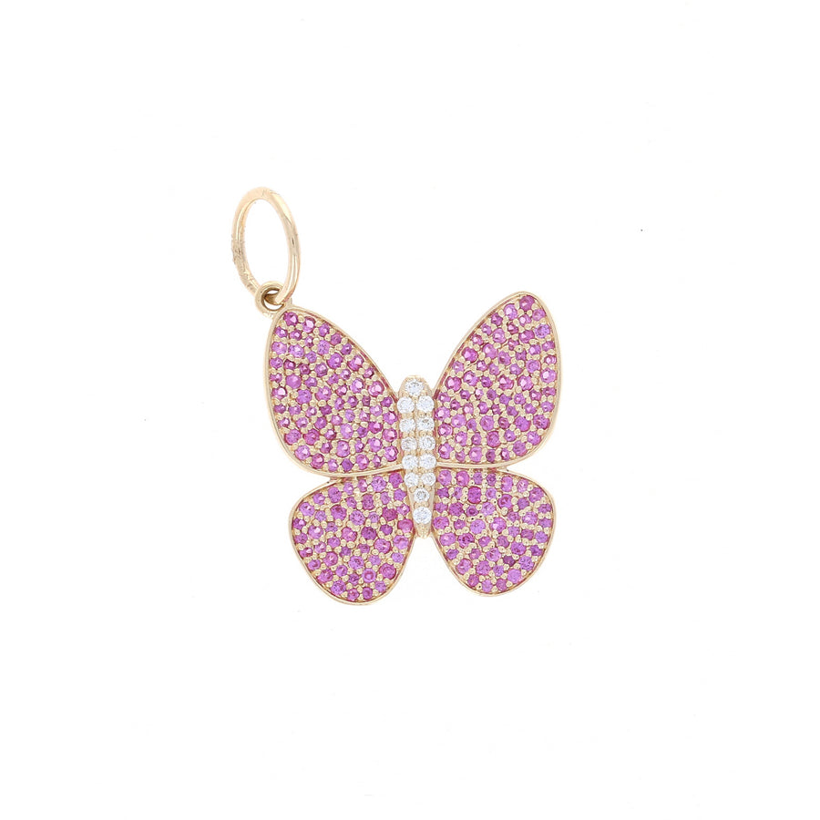 Pink Sapphire Butterfly Charm