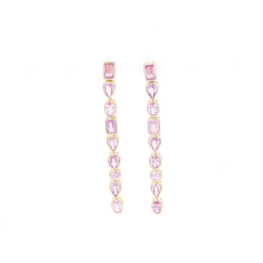 Pink Sapphire Fancy Shape Bezel Earrings