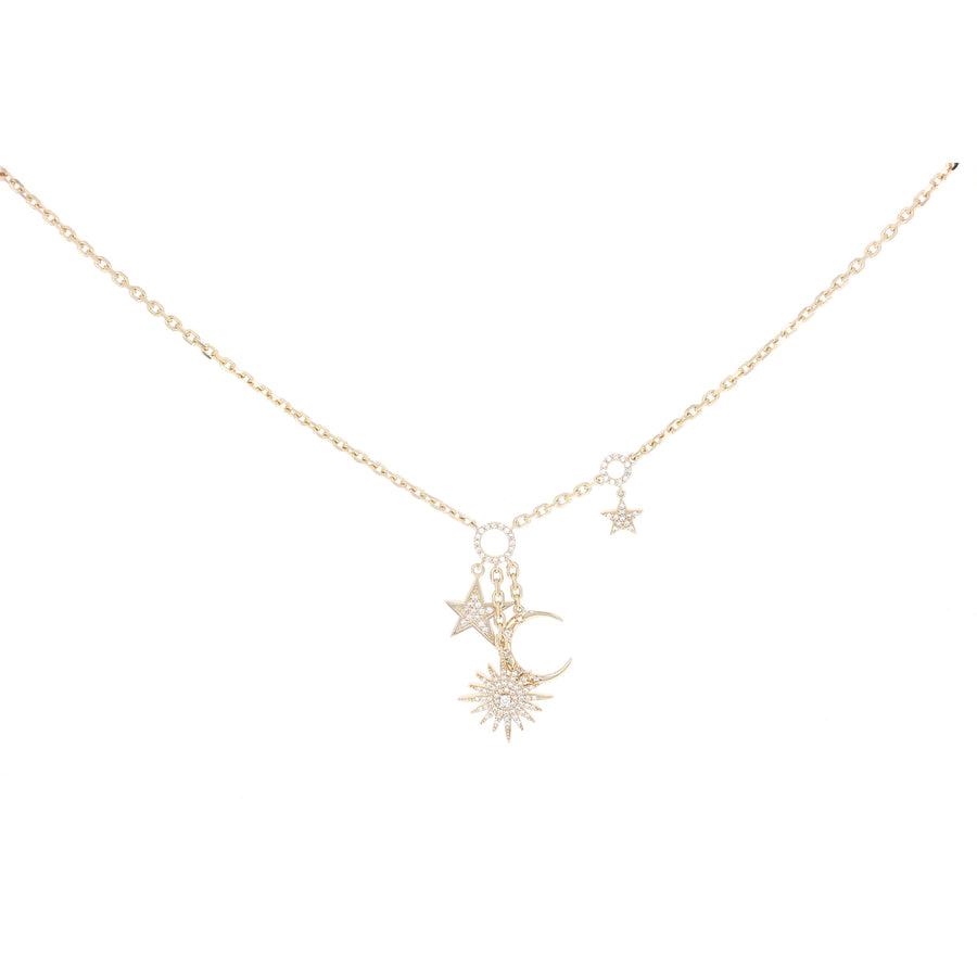 Sun Moon Stars Charm Necklace