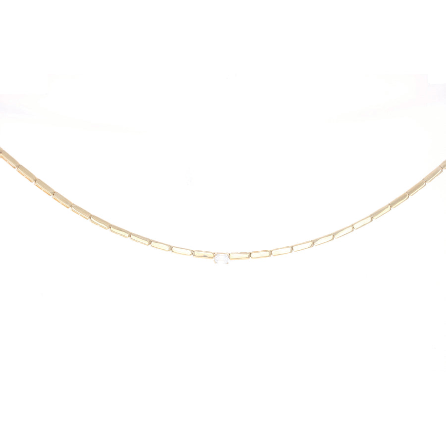 Gold Section Choker with Diamond Solitaire