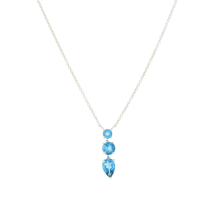 Blue Topaz Triple Drop Pendant Necklace