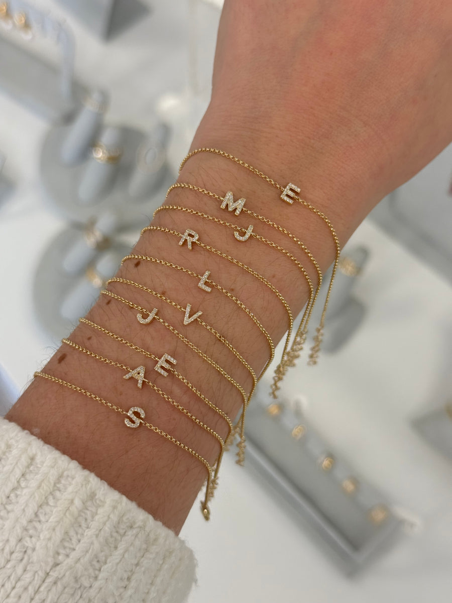 Mini Diamond Letter Bracelet