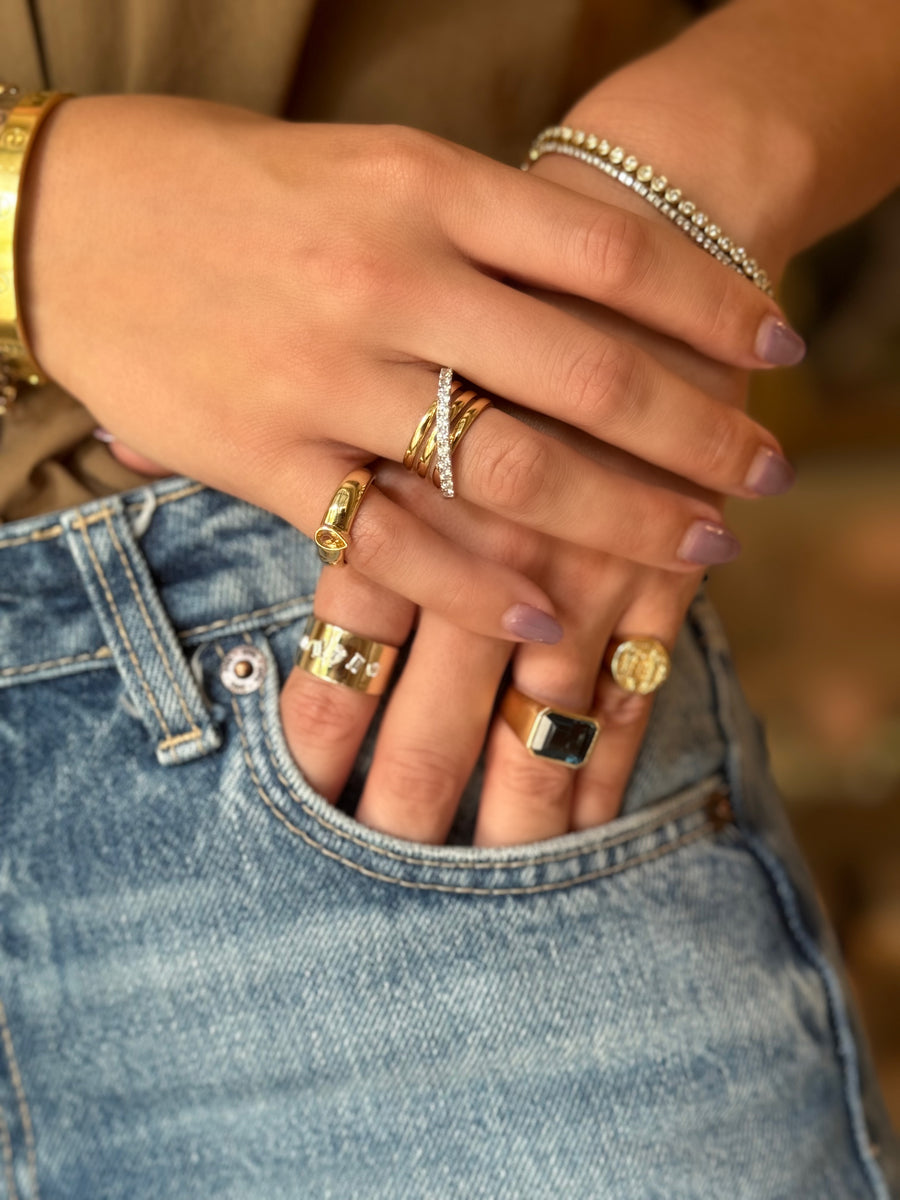 Pear Citrine Dome Ring